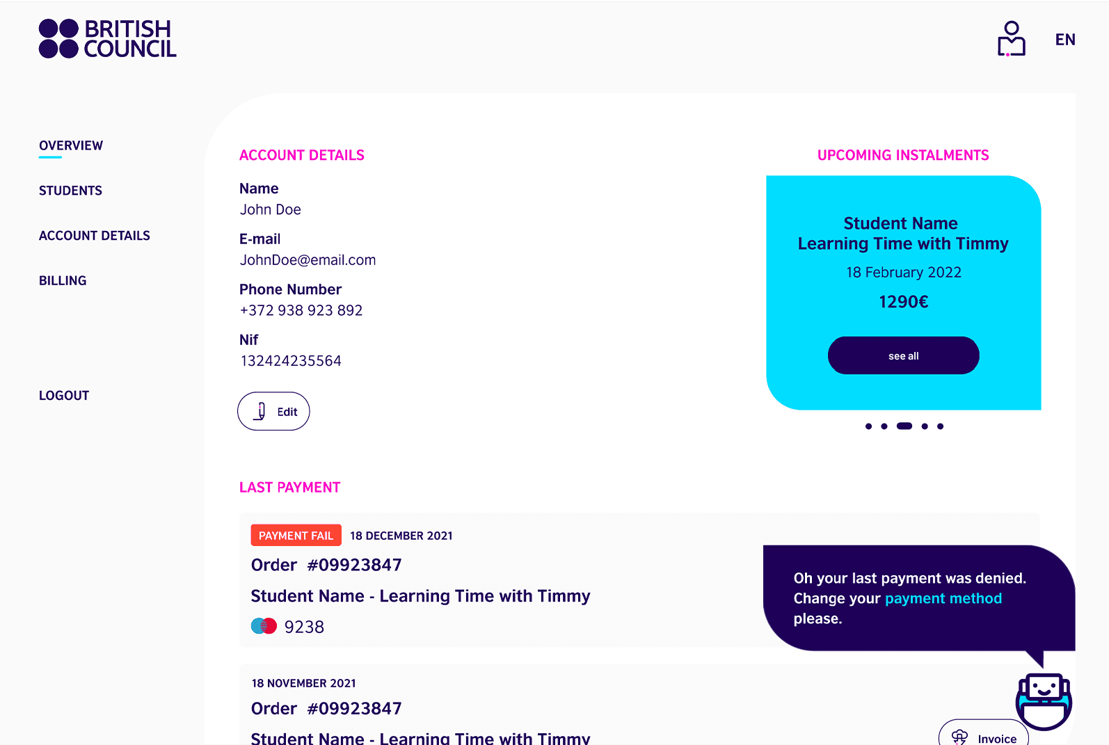 payment details on british council enroll platform payment details on british council enroll platform