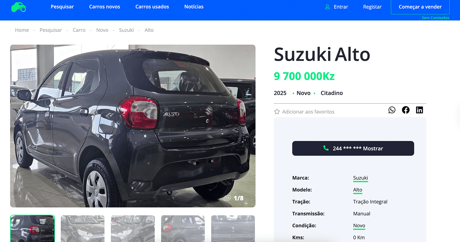Car search interface on SuperAuto platform