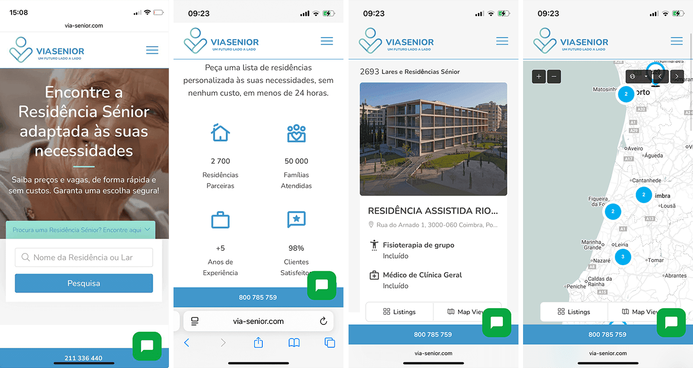 Mobile header and assisted living search interface on ViaSenior platform Mobile header and assisted living search interface on ViaSenior platform