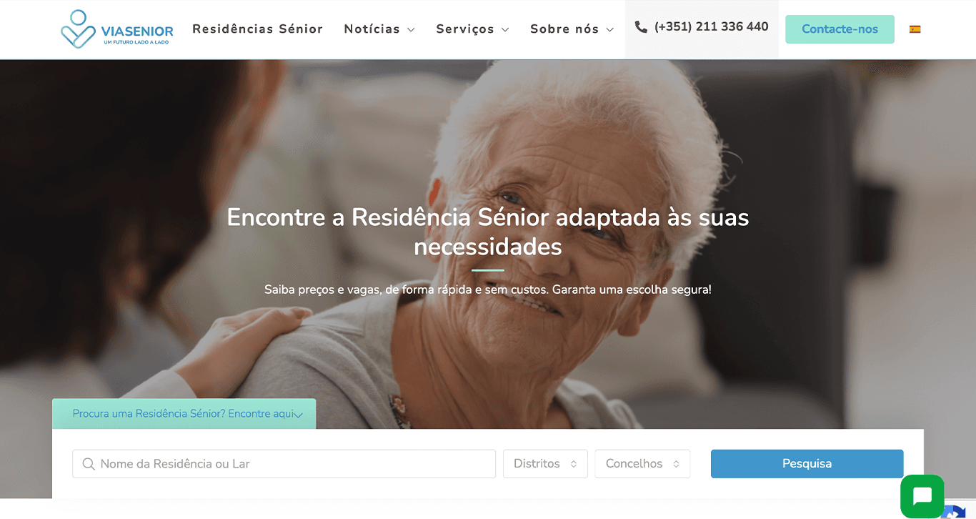 Homepage header of ViaSenior platform Homepage header of ViaSenior platform